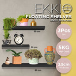 Ekkio Floating Shelf Set of 3 Black V227-2997101014990