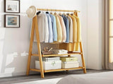 Portable Clothes Rack Coat Garment Stand Bamboo Rail Hanger Airer Closet V63-838121