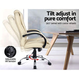 Artiss Executive Office Chair Leather Tilt Beige OCHAIR-G-9127-BG