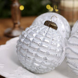 Vintage Style Christmas Ball Ornament Set with Glitter Finish and Antique Bronze Caps for Holiday V1341-ZY-MSKWEV34-SILVER