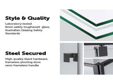 Semi-Frameless Shower Screen Black, Front x195cm V63-824571