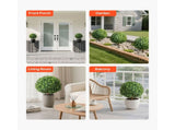 Artificial Topiary Boxwood Trees with Ground Spike, 2 Set 559mm Faux Shrubs & Bushes Potted Plants, V952-DDMJCRGXJHYMH3FA0001V0