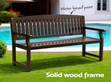 Gardeon Outdoor Garden Bench Wooden 2 Seater Lounge Chair Patio Furniture Brown ODB-4412B-BR