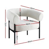 Artiss Armchair Accent Chair Curved Boucle White UPHO-F-ARM-01-TED-WH