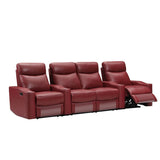 Chicago 4 Seat Home Theatre Genuine Leather Lounge with all Electric Recliners & 4 Cup Holders Red V195-CHICAGORED