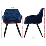 Artiss Dining Chairs Set of 2 Velvet Diamond Tufted Armchair Blue MO-DIN-GRS058-VEL-NAX2