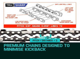 2 X 18 Baumr-AG Chainsaw Chain 18in Bar Replacement Suits SX45 45CC Saws V219-CHNCHABMRA18D