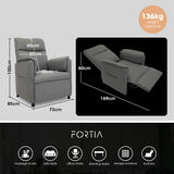 FORTIA Electric Armchair Recliner, Single Fabric Chair, Grey V219-HELMCRFO5GYA