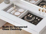 Artiss Dressing Table Makeup Vanity Desk LED Mirror Drawers Charging Station Curved Edge White FUR-AG-DRESS03N-WH-AB