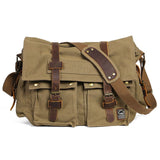 Canvas Crossbody Bag Messenger Bag Vintage Military Leather Canvas Laptop Bag / Messenger V1370-AZ4-06749