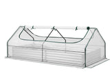 Green Fingers 3 in 1 Raised Garden Bed with Greenhouse Galvanised Planter Box Kit GB-REC-COVER-180-WH