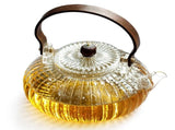 Glass Pumpkin Teapot, 30oz Borosilicate Glass Tea Kettle with Handle, Stovetop Safe Tea Maker, V1369-AZ3-W-08686