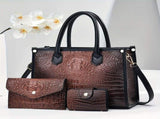 Luxury Handbag Set Crocodile Pattern Handbag Three Piece Handbag Set Large - Red - Size 28-10-21 V1347-127-84453-RED-28-10-21