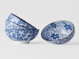 Bowl Set 4pcs Blue Plum Cherry Blossom Design V637-RW0006