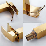 Waterfall Basin Tap, Flat Spout Sink Mixer Tap, Hot and Cold Water Available Bathroom Tap, Modern V1237-ZY-715-040