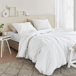 Bedding House Organic Cotton Basic White Quilt Cover Set Super King V442-HIN-QUILTCS-ORGANICCOTTON-WHITE-SK