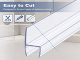 4-Pack Frameless Shower Door Side Seal for 3/8 Inch Thick Glass Doors Stop Shower Leaksnd Create V1258-DP02-C-616