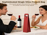 12PCS PU Leather Wine Present Bags, Reusable Single Bottle Wine Tote Carrier with Handle and Button V1192-AZ-W-18410