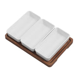 Snack Serving Tray Coffee Ceramic Segmented Long Strip Dishes Set with Bamboo Pallets for Cookies V1294-YM0523-3118220075611