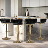SERENIT Golden Swivel Upholstered Velvet Adjustable Height Counter Stool with Metal Frame Black V255-SE-GP2312R-BLACK