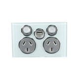 Saturn 10A 250V Double General Power Outlet with Single USB Charger, Ocean Mist V1202-V1-CLI4025USBCOM