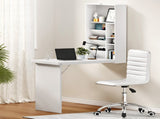 Artiss Computer Desk Office Chair Set PU Leather Wall Mount Foldable Table White DESK-WALL-REPL-WH
