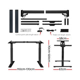 Artiss Standing Desk Motorised Dual Motor Rustic Brwon 140CM HASD-268-BKDF-RBDB-140