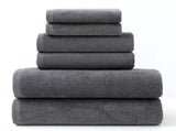 Grey Premium Cotton Towel Set - 6 Pieces, Soft & Absorbent Bath Towels for Adults V888-ELOSUNG17795