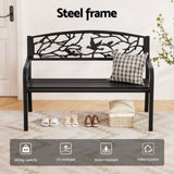 Gardeon Outdoor Bench Seat Garden Steel Outdoor Furniture 3 Seater Park Black GB-STEEL-XG220-BK