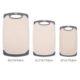 Beige 3-Piece Wheat Straw Cutting Board Set Non-slip, Groove Design, Plastic Chopping Board for V888-ELOSUNG17731