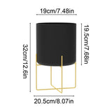 12.6x8.1in Large Metal Floor Planter with Stand Decorative Iron Pot with Drainage Holes for Living V1366-AZ2-W-14832