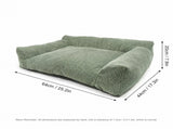 Plush Corduroy Pet Sofa Bed with Removable Heating Pad, Orthopedic Foam Support & Machine-Washable V1341-ZY-3KJXTZ6B-GREEN