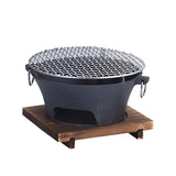 SOGA Medium Cast Iron Round Stove Charcoal Table Net Grill Japanese Style BBQ Picnic Camping with ZPAI056MED