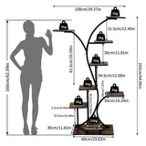 8 Tier Tree-Shaped Plant Stand Indoor Tall Plant Shelf Display Rack Metal MDF Flower Pot Holder V767-HJ-XZ2242
