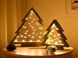 2Pcs Wood Christmas Tabletop with Lights, Christmas Tree Table Centerpiece, Xmas Tree Modern V1189-WXFWAL-20260319-00899