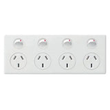 Legrand Power Point Flush Mount Standard 4 Gang 10A 240V 1 Pole Horizontal White ED7774WE V1202-V1-LEGED7774WE