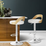 Artiss 2x Bar Stools Adjustable Leather Padded White BA-TW-8093-WHX2