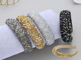 Rhinestone Pearl Headband Padded Wide Hairband Bling Crystal Headhoop Glitter Silver Head Bands for V1370-AZ4-11348