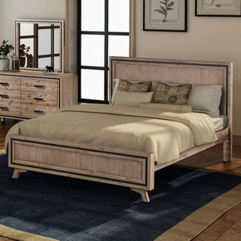 Queen Size Silver Brush Bed Frame in Acacia Wood Construction V43-BED-SSHQ