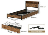 Levede Single Bed Frame Industrial Storage LED Charing BF1063-S