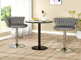 SERENIT Modern Silver Swivel Upholstered Velvet Adjustable Height Counter Stool with Metal Frame V255-GP2217R-GREY
