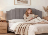 Artiss Bed Head Headboard King Velvet 183CM - Grey BED-HEAD-WING-K-GY