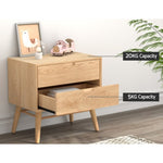 Artiss Bedside Table Drawers Side End Table Storage Cabinet Nightstand Oak GINO FUR-T-BS02-2D-WD