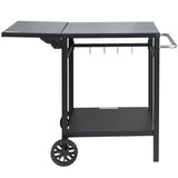 Outdoor Grill Dining Cart with Double-Shelf, 55*55cm BBQ Movable Food Prep Table, Multifunctional V952-JSHWBCTC5565WNHR1V0