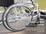 EQUIPMED 20 Inch Folding Wheelchair Lightweight Aluminium Portable with Park Brakes, Black V219-HECWLCEQB2BK