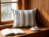 Boho Style Striped Pillow, 18" Woven Yarn Dyed Fringe Tassel Cushion with Hidden Zipper, Soft V1192-AZ-W-26335