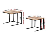 Artiss Nesting Coffee Table Sef of 2 Walnut Brok LC-FURNI-COF02-WD