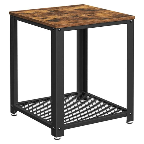 VASAGLE Side Table with Mesh Shelf Rustic Brown and Black V227-9101402102473