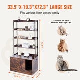 VEVOR Cat Litter Box Enclosure Wooden Litter Box Furniture Hidden with 4 Shelves V952-DHWCBBSNJSMSEYD6AV0