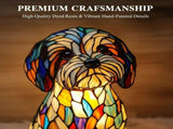 Adorable Stained Glass Dog Lamp, Handmade Resin Table Lamp, Soft Warm LED Light for Bedrooms, V1370-AZ4-13754